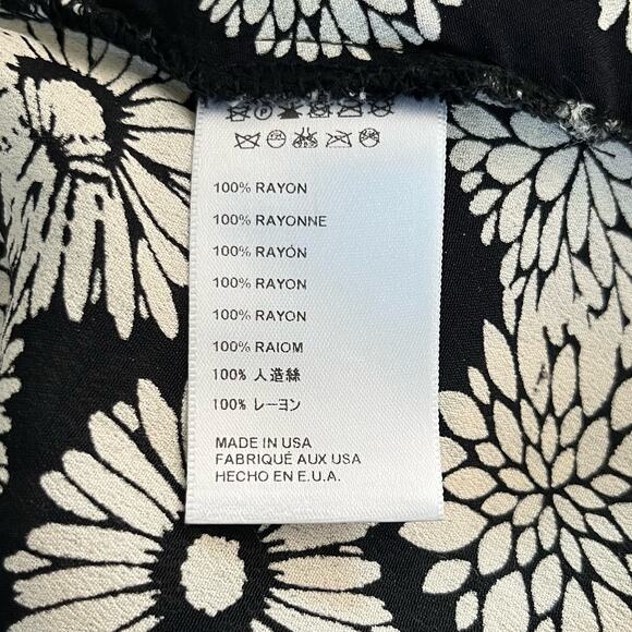 Flynn Skye Black White Floral Print Button Front Lightweight Midi Skirt SM/Med - Picture 11 of 14